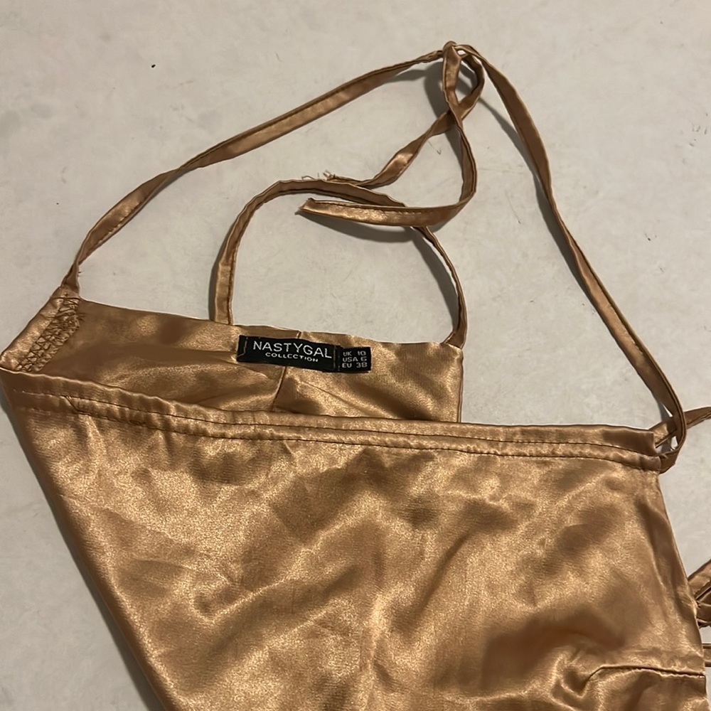 Nastygal gold satin tie top